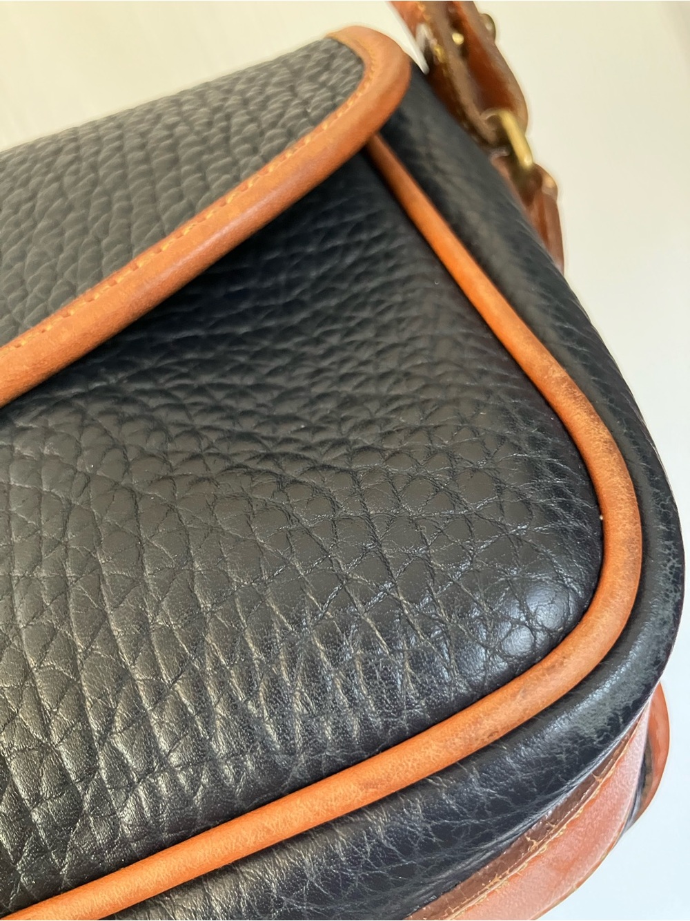Dooney & Bourke Navy Pebble Leather Crossbody with English Tan Trim - Picture 6 of 11